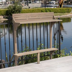 Tavolo da Bar per Balcone in Legno di Acacia con Finitura Grigia, Prodotto Elegante e Durevole - Product Image 3