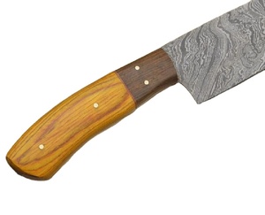 มีดเชฟเหล็กดามัสกัสเตอี้ทำด้วยมือมีดคมพิเศษจับไม้ปลอกหนังฟรีสำหรับใช้ในครัว - Product Image 3