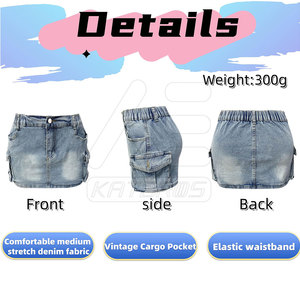 Jupe en jean tendance pour femme, respirante, en coton, décontractée, de haute qualité, texture lisse, style urbain - Product Image 3