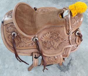 Sillín de cuero hecho a mano, diseño de caballo, Occidental - Product Image 4