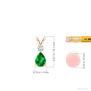 14K <b>Solid</b> <b>Gold</b> Natural Emerald Prong-Set Teardrop V-Bale <b>Pendant</b> With Diamond Fine Jewellery Anniversary Gift For Her 2026 - Product Image 3