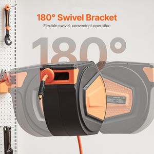 Avvolgitubo Ibrido Automatico da 6,6 FT per Aria Compressa, 3/8IN X 65FT, Max 300PSI, con Cricchetto Retrattile e Cavo di Alimentazione da 6,6 FT - Product Image 6