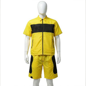 Wholesale Outdoor Nylon <b>Zip</b>-<b>Up</b> Windbreaker Shorts Set Wholesale Men's Casual Jogging Summer Windbreaker Short Set - Product Image 1