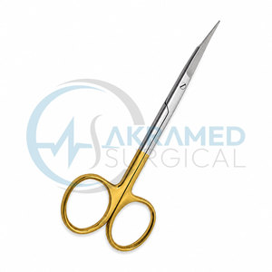 กรรไกรตัดกระจกตาแบบโค้ง รุ่นพรีเมียม Akramed Surgical TC ด้ามจับสีทอง ทำจากทังสเตนคาร์ไบด์ ชุดเครื่องมือผ่าตัดทั่วไป - Product Image 3