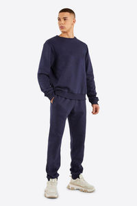 Nueva llegada, sudadera de alta calidad, transpirable, básica, color azul marino oscuro, cuello redondo, para hombre, sudadera personalizada de mezcla de algodón a precio de fábrica. - Product Image 2