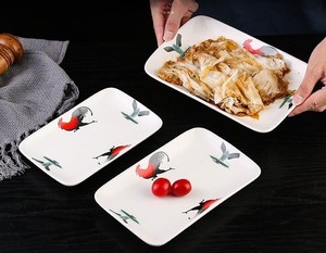 Back-to-basic design rectangular porcelain plates smooth underglaze texture with roosters image fade-resistant homes restaurants - Product Image 2