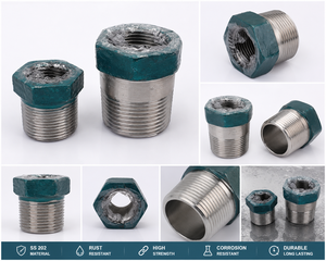 Buje Reductor Hexagonal de Acero Inoxidable SS 202, Rosca Hembra NPT, Pintado, OEM, Resistente a la Corrosión, Tubería Industrial de Alta Presión - Product Image 1