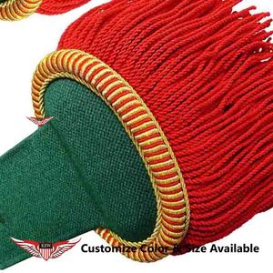 Épaulettes d'épaule en tissu brodé sur mesure, faites à la main, de haute qualité, style Napoléon français, avec franges cordées rouges - Product Image 3