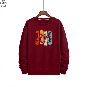 Sweat-shirt pour homme 300g en polyester/coton molletonné, écologique, couleur unie, coupe classique, col rond, streetwear, haut décontracté d'hiver - Product Image 1