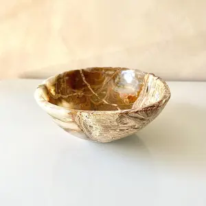 Cuenco de ónix de lujo, accesorio decorativo de mármol ónix, centro de mesa de piedra pulida de primera calidad, ónix artesanal hecho a mano, precio de venta al por mayor. - Product Image 4