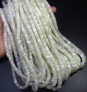 Cuentas de Piedra Lunar Blanca Natural con Orificio Central, Forma Heishi de 6mm, Corte Facetado, Hilo de 16 Pulgadas, Separadores de Neumáticos de Alta Calidad para Joyería - Product Image 3