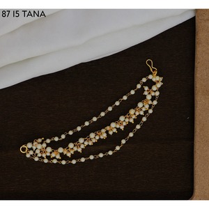 Venta al por Mayor de Pendientes de Cadena con Perlas para Mujer, Estilo Punk, Cadena Larga Chapada en Oro Tana, a la Moda - Product Image 4