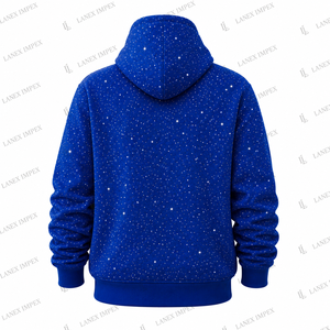 Sweat-shirt à capuche zippé pour homme, bleu, avec strass, style personnalisé, sweat-shirt à capuche entièrement zippé, streetwear décontracté pour l'hiver - Product Image 3