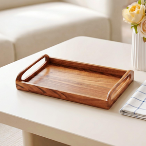 Bandeja de Madera para Servir con Asas Resistentes para Desayuno, Café y Mesa de Comedor, Bandeja de Transporte de Madera Hecha a Mano para Restaurante - Product Image 1