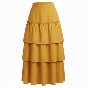 Falda Midi Tipo A para Mujer, Verano 2025, Casual, Elegante, Transpirable, Estiliza, Poliéster/Algodón, Venta al Por Mayor - Product Image 2