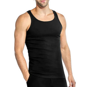 Wholesale <b>Men</b> Cotton <b>Singlet</b> Gym Muscle Tank Tops <b>Men</b> High Quality Blue Cotton Polyester Mix <b>Men</b> Sleeveless Tank Top - Product Image 1