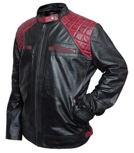 Rollins Style Black And Maroon Genuine Leather <b>Jacket</b> Men <b>Biker</b> <b>Jacket</b> - Product Image 3