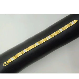 Bracelet pour homme en or 22 carats avec motif bicolore, finition haut de gamme, bijoux élégants de créateur pour un usage quotidien et festif - Product Image 1