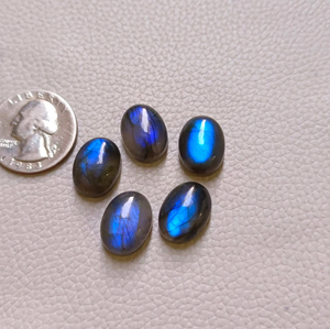 Cabochon ovale en labradorite bleue naturelle 12x16mm, pierre précieuse lâche polie à reflets vifs pour la fabrication de bijoux, lot en gros - Product Image 4