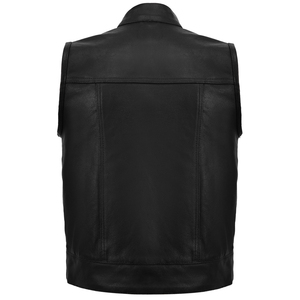 Custom Grade Cowhide Genuine <b>Leather</b> Motorcycle <b>Vest</b> <b>Men</b> Biker Waistcoat Cotton Filling Pocket Plus Size Winter Outer Wear - Product Image 2