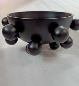 Bol à fruits multifonctionnel en métal noir, bol décoratif rond avec base sphérique pour table de mariage, centre de table design pour fête - Product Image 2