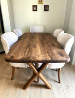 Table à manger rectangulaire réglable en bois de manguier de haute qualité avec plateau en bois de manguier rustique, utilisée dans les cafés, les restaurants et les maisons.