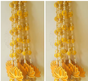 Décoration murale bohème en perles de verre avec pompons en forme de fleur pour salon toutes saisons - Product Image 4