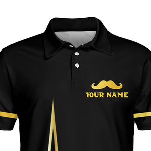 Camisa Polo para Hombre, Negra con Estampado Dorado, Manga Corta, Corte Regular, con Ribete en Contraste, Estilo Casual - Product Image 5