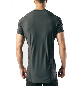 T-shirt décontracté pour homme, col rond, manches courtes, coupe ample, séchage rapide, en polyester tricoté, longueur longue, 180g, tendance - Product Image 5
