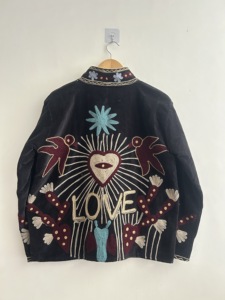Indian Suzani <b>Velvet</b> Embroidered Jacket, Handmade Black color Women's Winter Boho Coat comfort fit jackets garments - Product Image 4