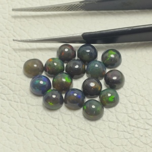 Opale d'Éthiopie noire naturelle, cabochon rond, pierre précieuse en vrac pour la fabrication de bijoux, bagues, pendentifs, boucles d'oreilles, fournisseur en gros, en vrac - Product Image 4
