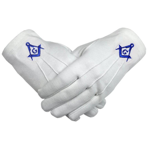 Gants de Maître Maçon pour Loge Bleue, 100% Coton, avec Impression par Transfert Thermique de Compas et Équerre, pour Usage Quotidien Toutes Saisons - Product Image 6