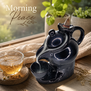 Ceramic Teapot Backflow <b>Incense</b> Burner Waterfall Smoke <b>Cone</b> Holder | Aromatherapy Zen Home Decor Wholesale Export Supplier India - Product Image 3