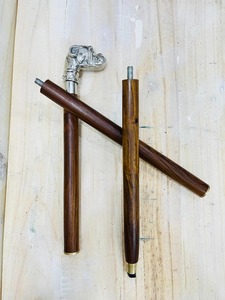 Canne de marche murale multifonction en bois de rose avec poignée tête de bouledogue en laiton massif antique - Product Image 5
