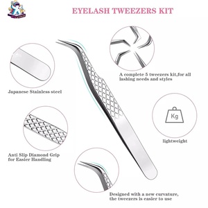 Ensemble de pinces à cils en acier inoxydable Ryzer Studio, 1 pièce, pointe incurvée et pointue, outils de beauté pour extensions de cils, maquillage et outils - Product Image 3