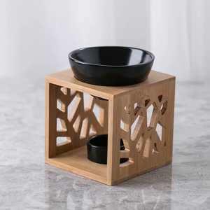 Unique Design Bakhoor Incense <b>Burner</b> Wood Incense <b>Burner</b> With Gold Lid And Sandalwood Base Aromatherapy Use All-Season - Product Image 5