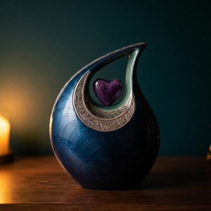 Engraved Tear Drop Cremation Urn Metal <b>Ashes</b> Memorial Vessel Purple Heart Decorative Adult <b>Keepsake</b> - Product Image 5