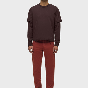 T-shirt thermique en tricot épais à double couche pour homme, de style vintage, de haute qualité, à manches longues, 240g, marron, T-shirt à double couche pour homme - Product Image 5