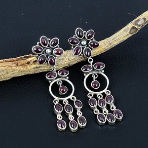 New Style Fashion Design Natural Garnet Gemstone Drop Dangle Earrings Handmade 925 Sterling <b>Silver</b> Wedding Party Customizable - Product Image 4