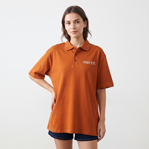เสื้อโปโลผ้าฝ้ายหนาน้ำหนักมาก พิมพ์โลโก้ตามสั่งสำหรับผู้หญิง ทรงโอเวอร์ไซส์ ผ้าฝ้าย 100% เสื้อยืดแขนสั้นลำลอง - Product Image 4