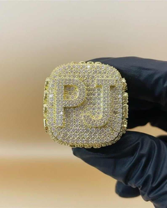 แหวนเงินแท้ประดับมอยส์ซาไนต์รูปตัวอักษร P ดีไซน์หรูหรา สไตล์ฮิปฮอป สำหรับผู้ชาย เครื่องประดับแฟชั่น - Product Image 2