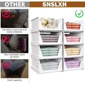 5-Piece Stackable Closet Organizer Box Multifunctional <b>Foldable</b> Storage <b>Basket</b> for Bathroom Kitchen Laundry Room and Wardrobe - Product Image 2