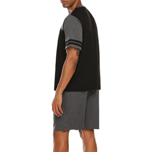 Ensemble de survêtement décontracté pour homme en coton 100 % écologique, t-shirt à manches courtes et col en V, short, streetwear personnalisé pour l'été - Product Image 3