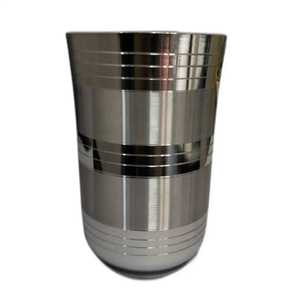 Gobelet à lassi en acier inoxydable texturé, robuste, à pois, pour la restauration - Product Image 1