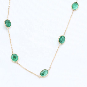 Collar de Oro Amarillo Sólido de 18K con Esmeralda Ovalada Natural Engastada en Bisel, Cadena con Colgante, Joyería Fina, Memoria Jewels - Product Image 2