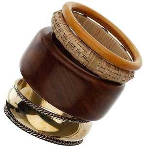 Élégants bracelets artisanaux en bois, style mode, avec design massif et copeaux de laiton collés à la main, pièce maîtresse haut de gamme - Product Image 1
