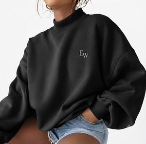 Women's Casual Lounge Mockneck Pullover Sweatshirt Oversized Cotton Blend <b>Long</b> <b>Sleeve</b> Fashion <b>Top</b> - Product Image 1