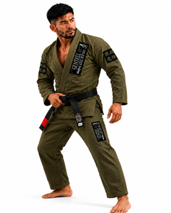 ชุดยิวยิตสู BJJ สีเขียวมะกอกสำหรับผู้ชาย ผ้าฝ้าย ผลิตจากโรงงานโดยตรง รับสกรีนโลโก้ ทนทาน ระบายอากาศได้ดี ไม่หดตัว ชุดศิลปะการต่อสู้ - Product Image 1