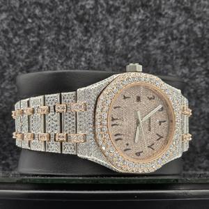 Reloj de Lujo Hecho a Mano con Movimiento Automático de Acero Inoxidable, Completamente Cubierto de Diamantes y Moissanita, Estilo Hip Hop para Hombre - Product Image 2