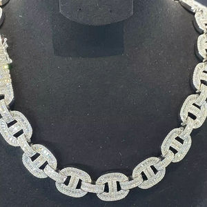 Luxury <b>Iced</b> <b>Out</b> Oval Link Moissanite Diamond <b>Chain</b> Necklace VVS Hip Hop Statement Jewelry Unisex Premium Gift Accessory Style - Product Image 2